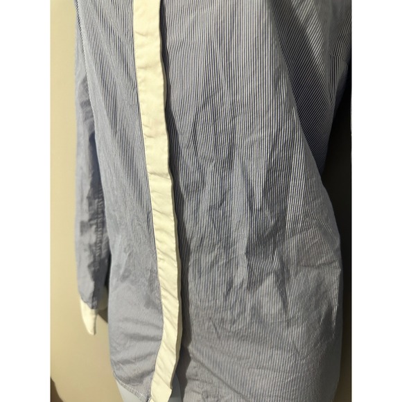 Massimo Dutti Blue Stripe Button Down Shirt White Collar Cuffs Size 12 - Picture 3 of 8